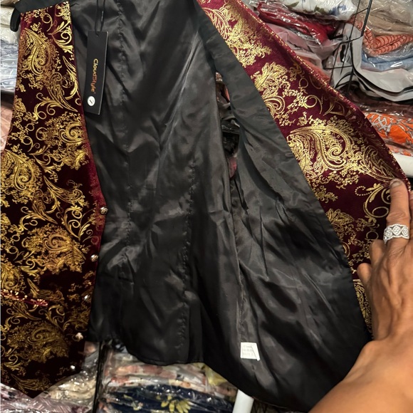 Chaudry Burgundy and Gold Paisley Vest - Picture 10 of 10